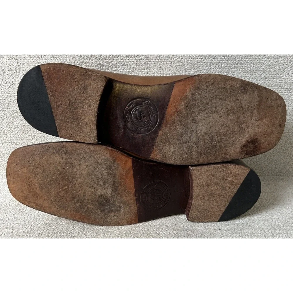 Emilio Bianco Loafers Mens 10‎ Brown Genuine Leather Shoes Stiching